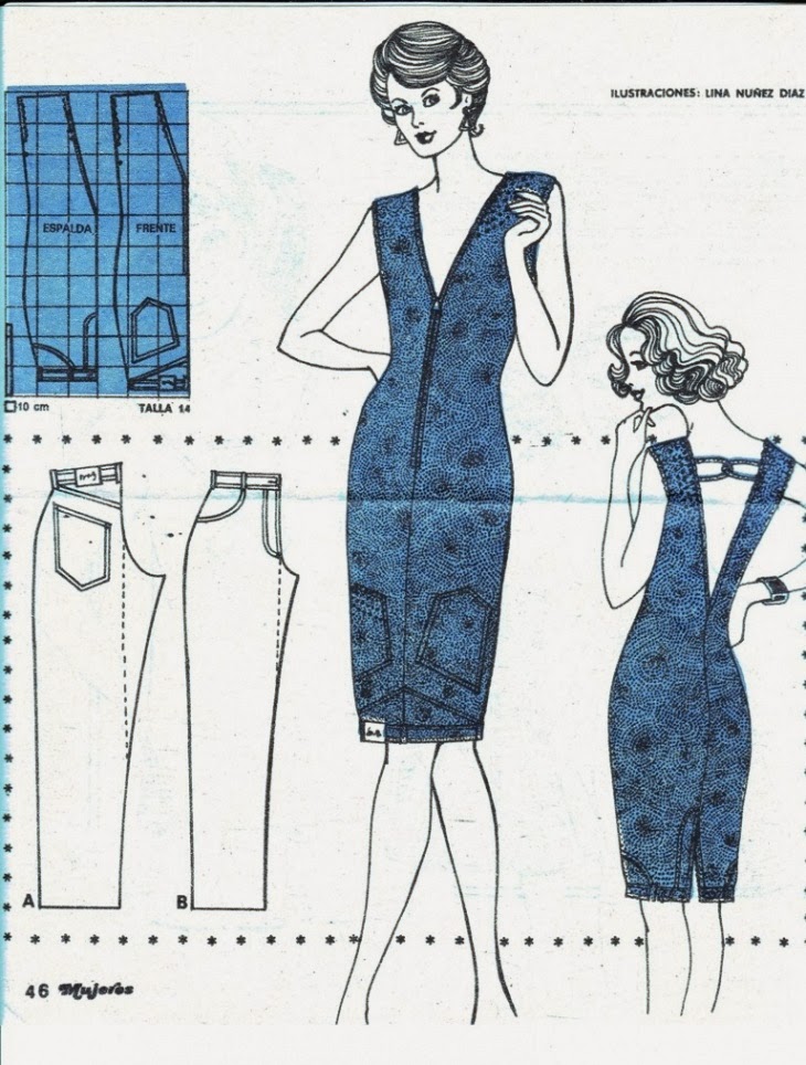 ilustração da transformação da calça em vestido